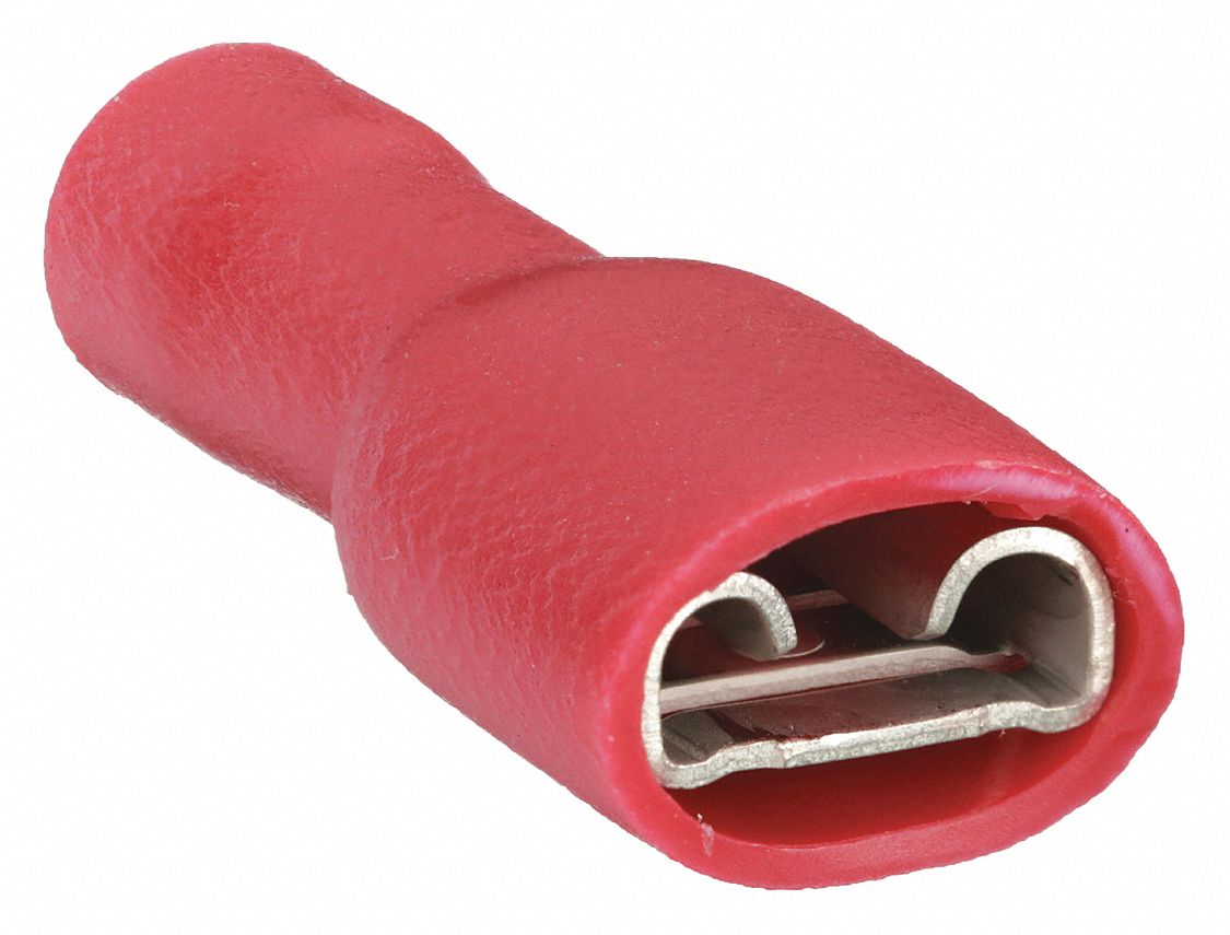 Wire Disconnect: Female Socket, Red, Vinyl, Full Coverage, 22 AWG – 16 AWG Wire Size