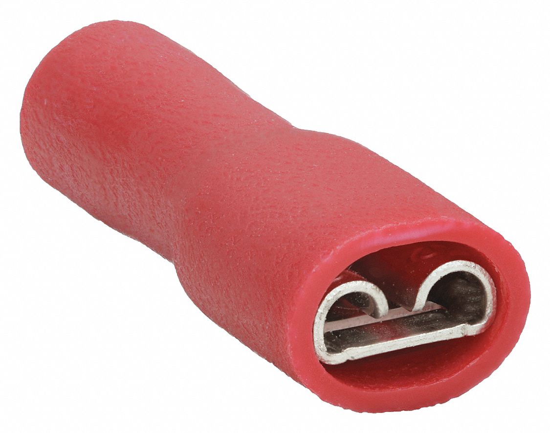 DÉCONNEXION FEMELLE AVEC MANCHON EN CUIVRE, VINYLE, COUVERTURE TOTALE, LAITON, 0,807 PO LONGUEUR, 22 AWG, 16 AWG