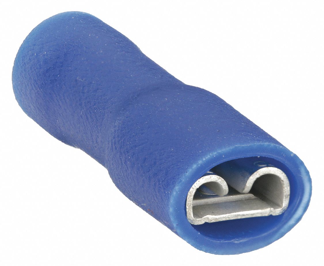 FEMALE DISCONNECT WITH COPPER SLEEVE, BLUE, VINYL, FULL COVERAGE, FEMALE SOCKET, 50 PK