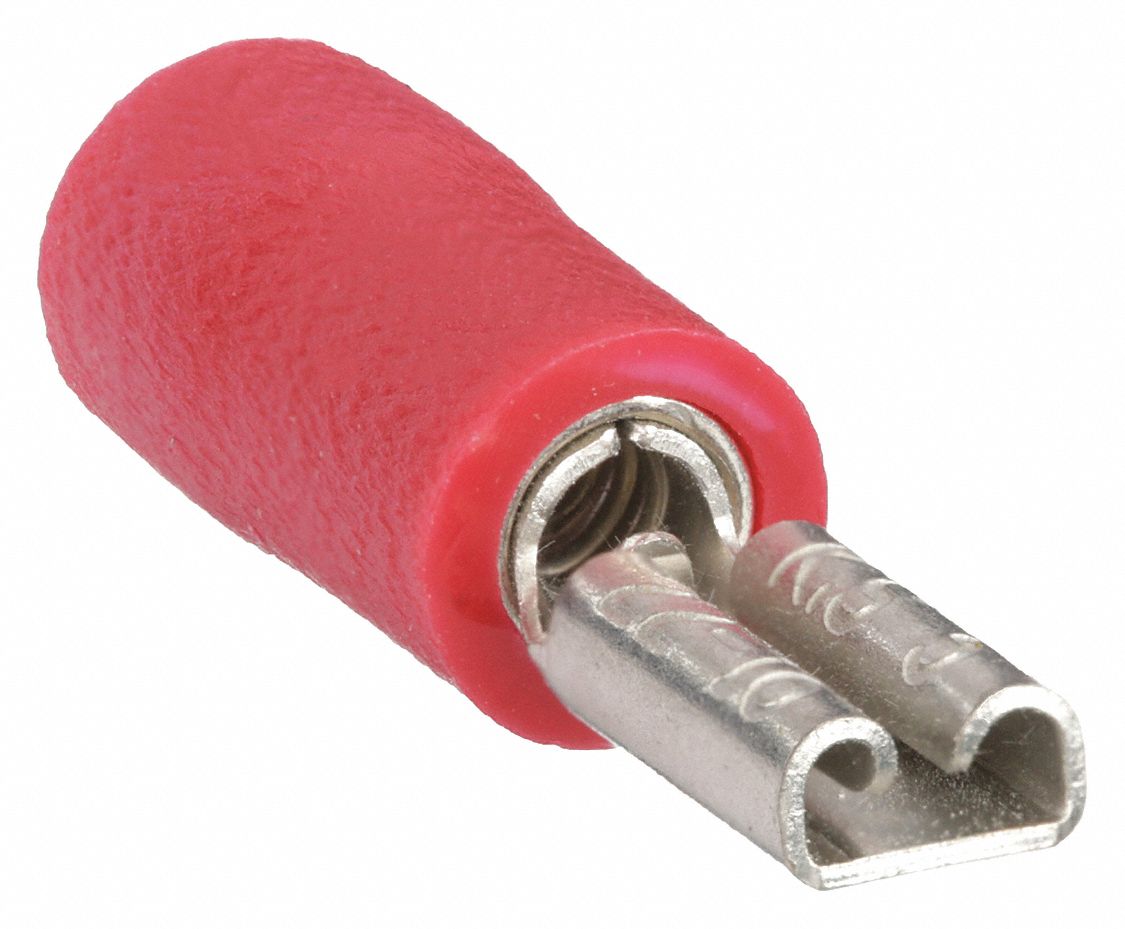 FEMALE DISCONNECT WITH COPPER SLEEVE, RED, VINYL, PARTIAL COVERAGE, CRIMP BARREL, 100 PK