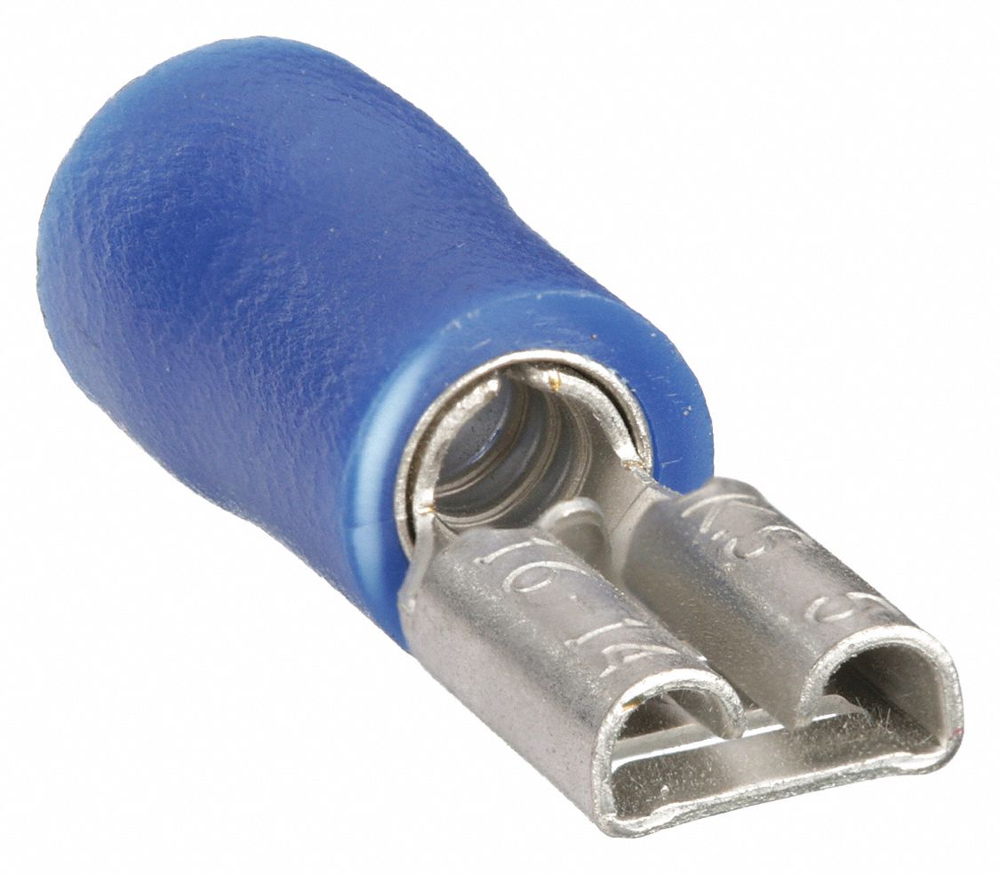 FEMALE DISCONNECT WITH COPPER SLEEVE, BLUE, VINYL, PARTIAL COVERAGE, STRAIGH, 100 PK