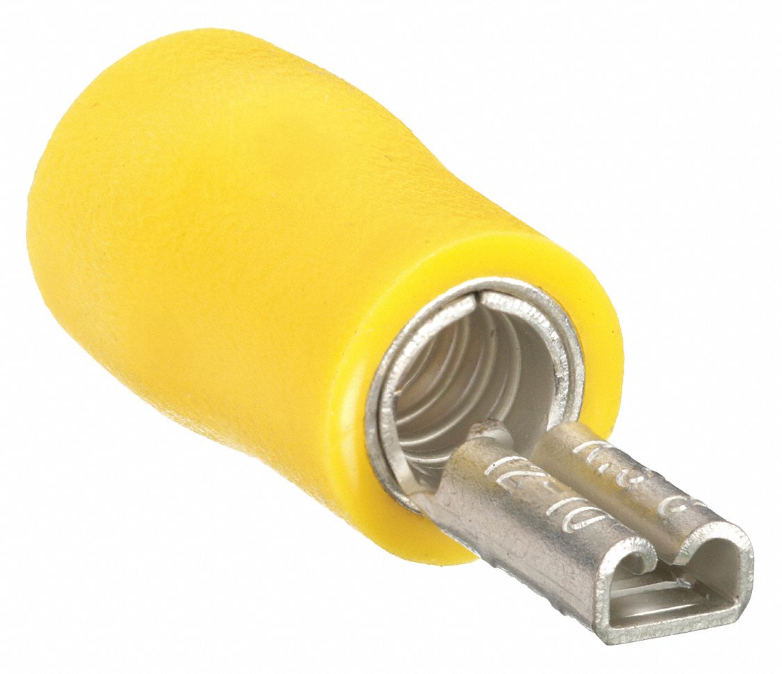 Wire Disconnect: Female Socket, Yellow, Vinyl, Partial Coverage, 12 AWG – 10 AWG Wire Size