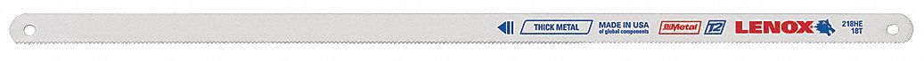 Hacksaw Blade: 12 in Blade Lg, Bi-Metal, 18, 1/2 in Blade Wd, 0.03125 in Blade Thick