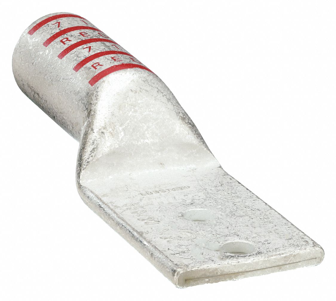 Compression Lug: For 350 kcmil, Stranded Wire, 1/4 in Stud Size, Long, Copper Barrel