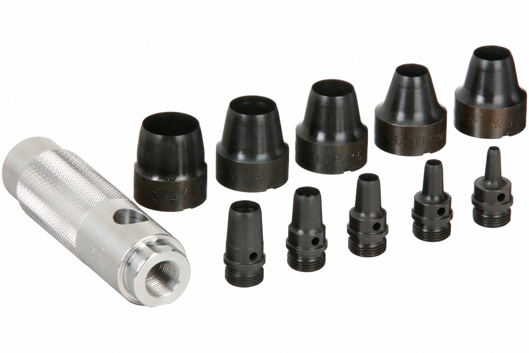 Hollow Punch Set: 3/4 in_1 in Overall Lg, 11 Pieces, Case, SAE, Hollow, Hollow Punch