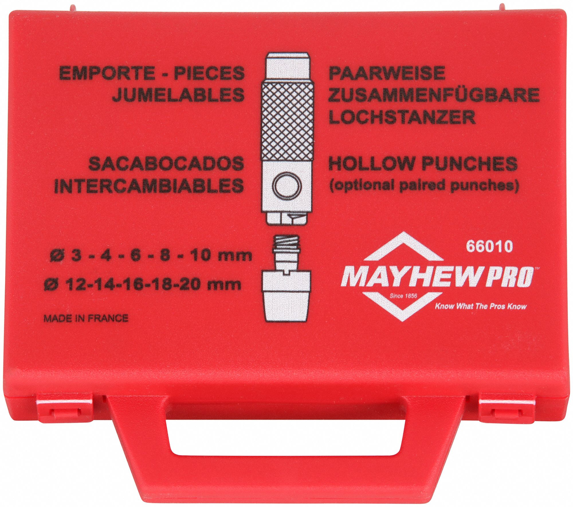 MAYHEW PRO Hollow Punch Set 3/4 in_1 in Overall Lg, 11 Pieces, Case