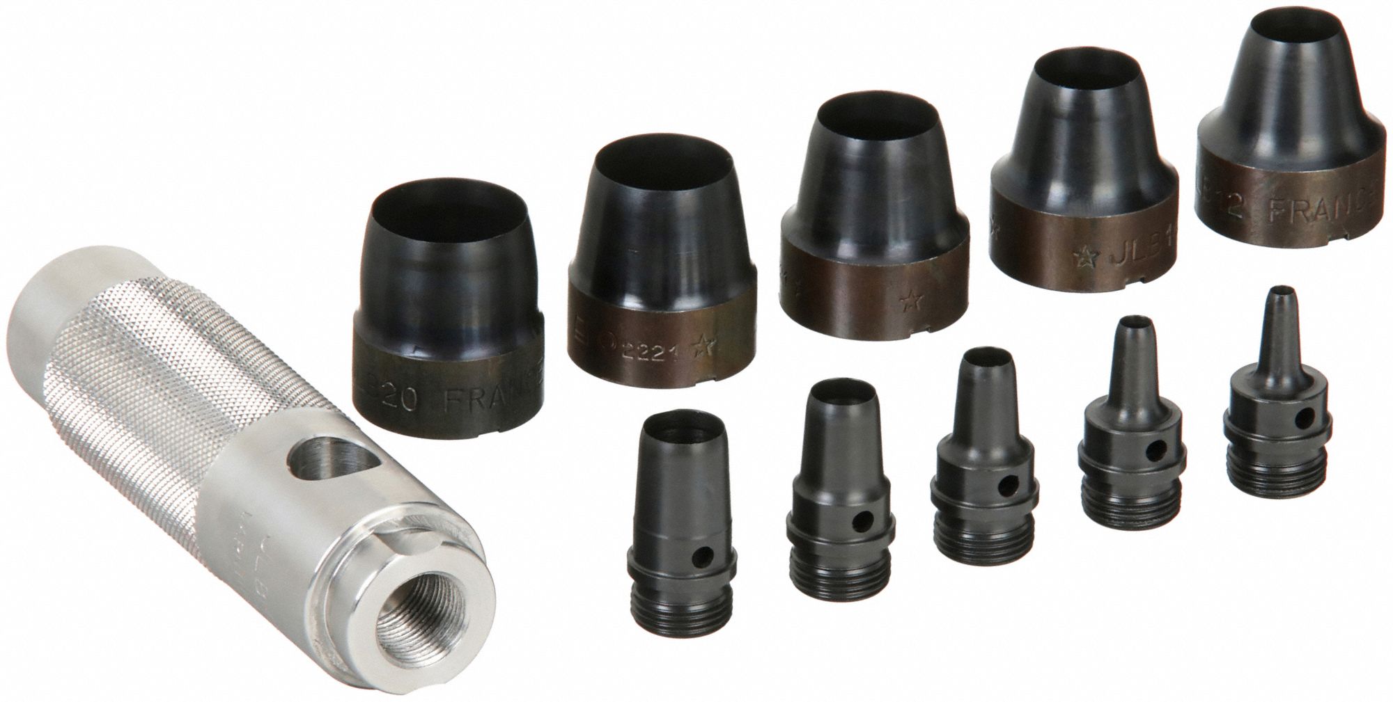 HOLLOW PUNCH SET, 3/4 IN/1 IN OVERALL L, 11 PIECES, CASE, METRIC, HOLLOW, HOLLOW PUNCH