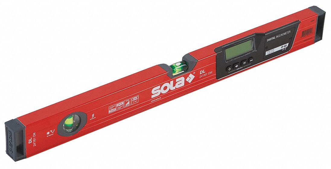 SOLA, 24 in Lg (In.), Electronic Digital Level 24D651ENW 60T Grainger