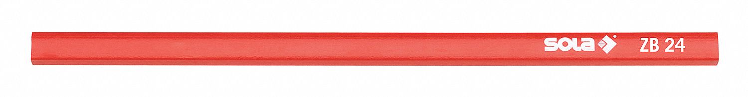 Specialty Carpenters Pencil: 1/2 in Wd (In.), 9 7/16 in Lg (In.), Hard Graphite HB, Flat, 6 PK