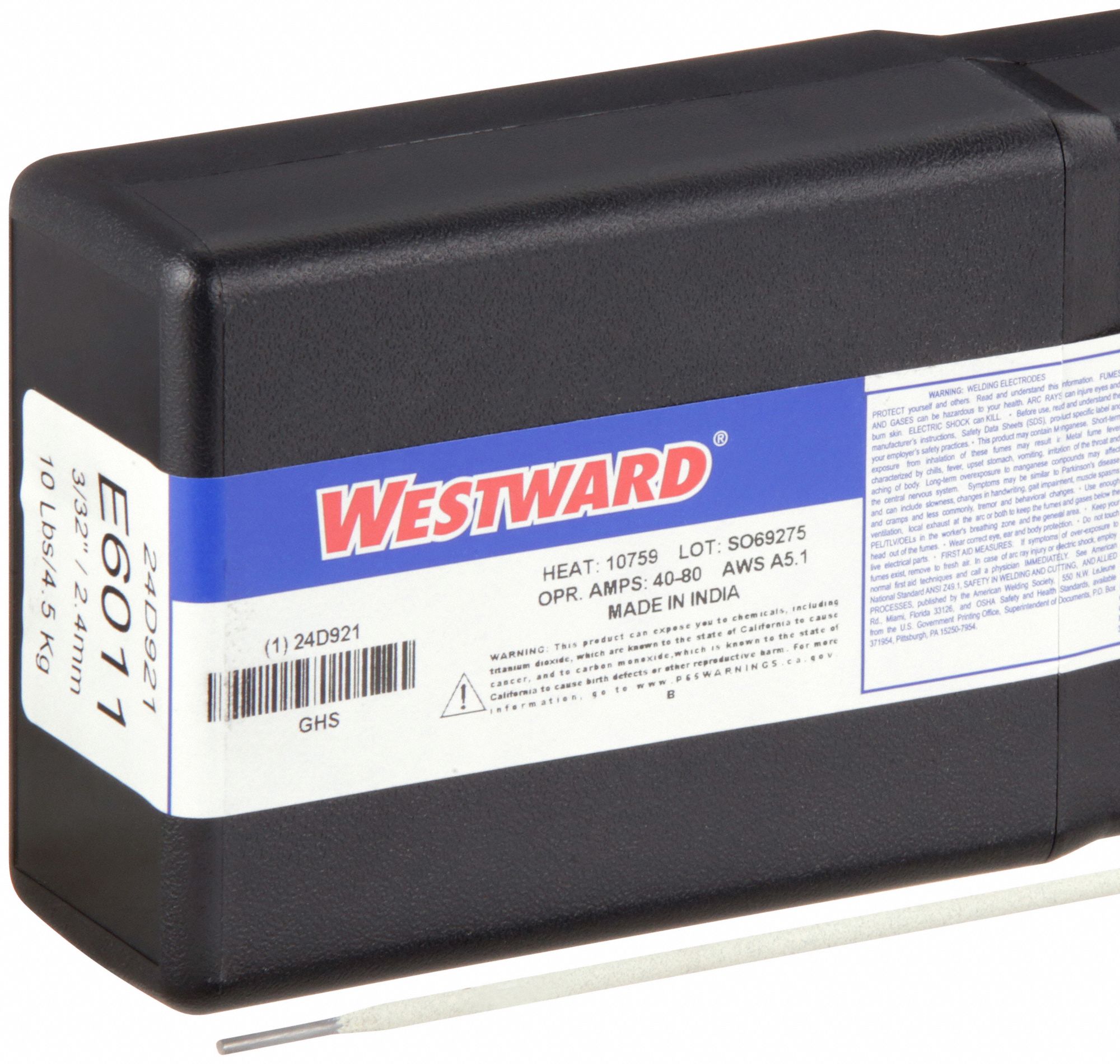 Stick Electrode: Carbon Steel, E6011, 3/32 in x 14 in, 10 lb