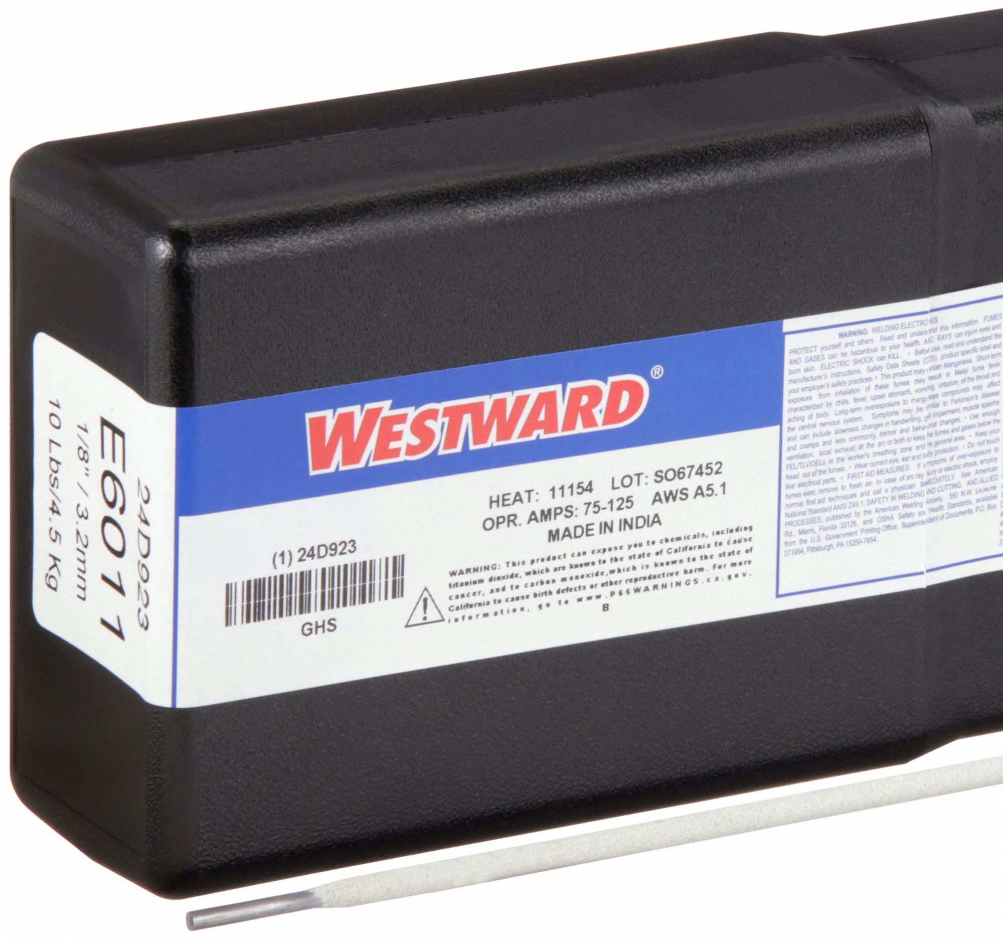 Stick Electrode: Carbon Steel, E6011, 1/8 in x 14 in, 10 lb