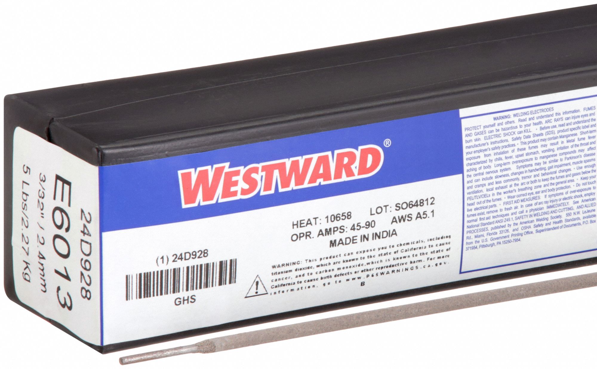 Stick Electrode: Carbon Steel, E6013, 3/32 in x 14 in, 5 lb