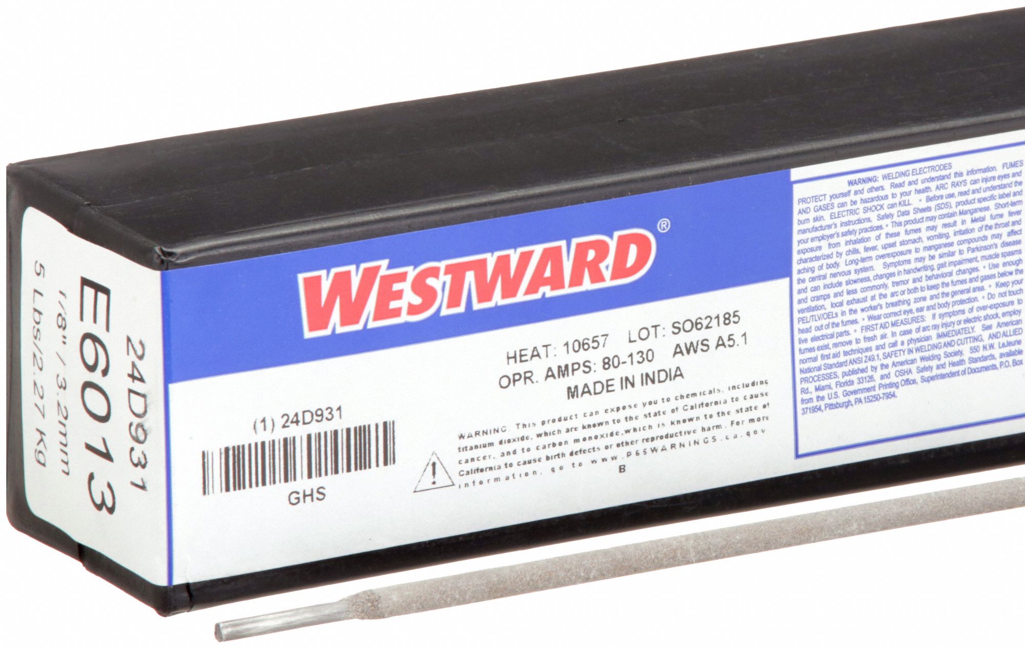 Stick Electrode: Carbon Steel, E6013, 1/8 in x 14 in, 5 lb