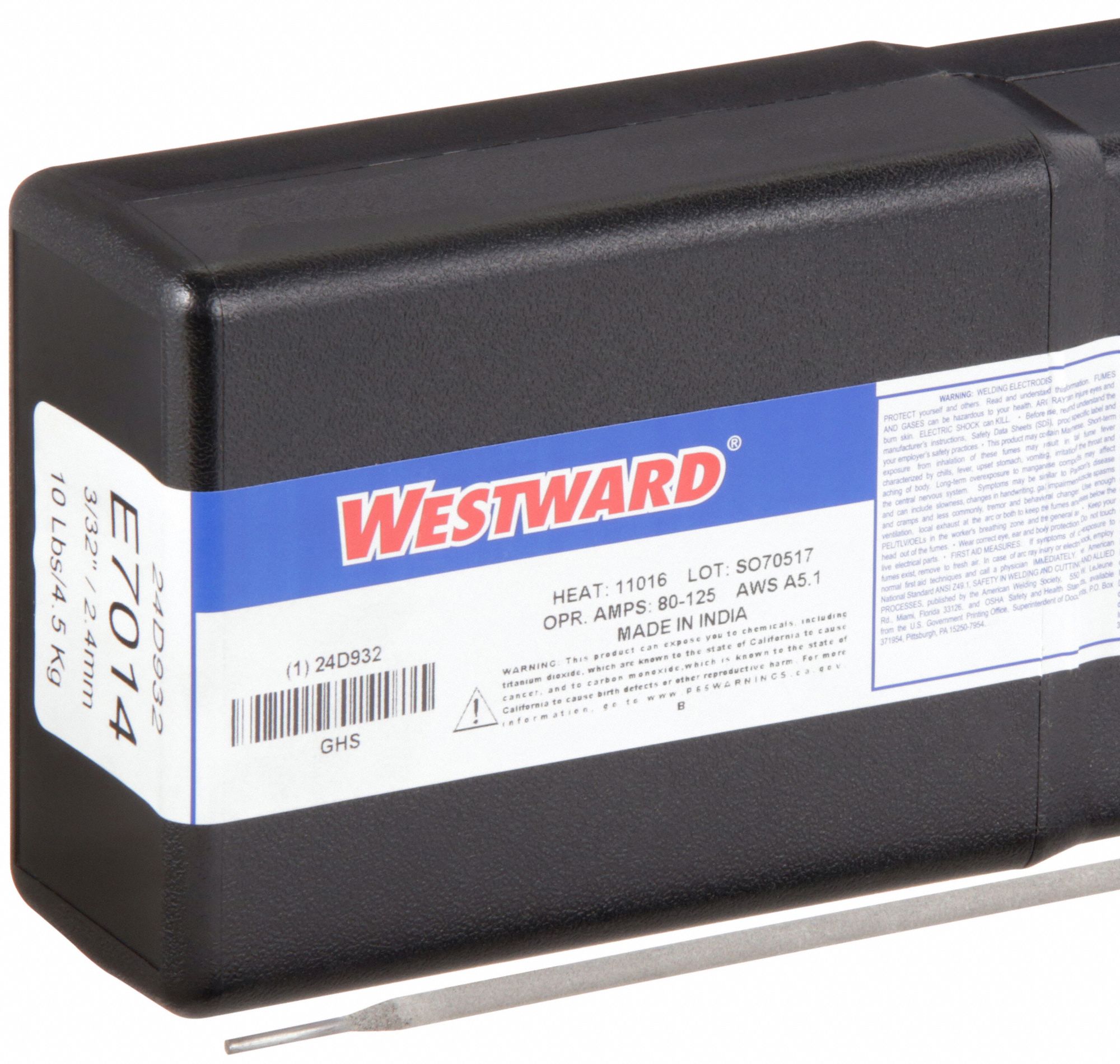 Stick Electrode: Carbon Steel, E7014, 3/32 in x 14 in, 10 lb