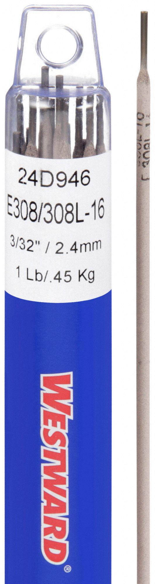 Stick Electrode: Stainless Steel, E308/308L-16, 3/32 in x 12 in, 1 lb