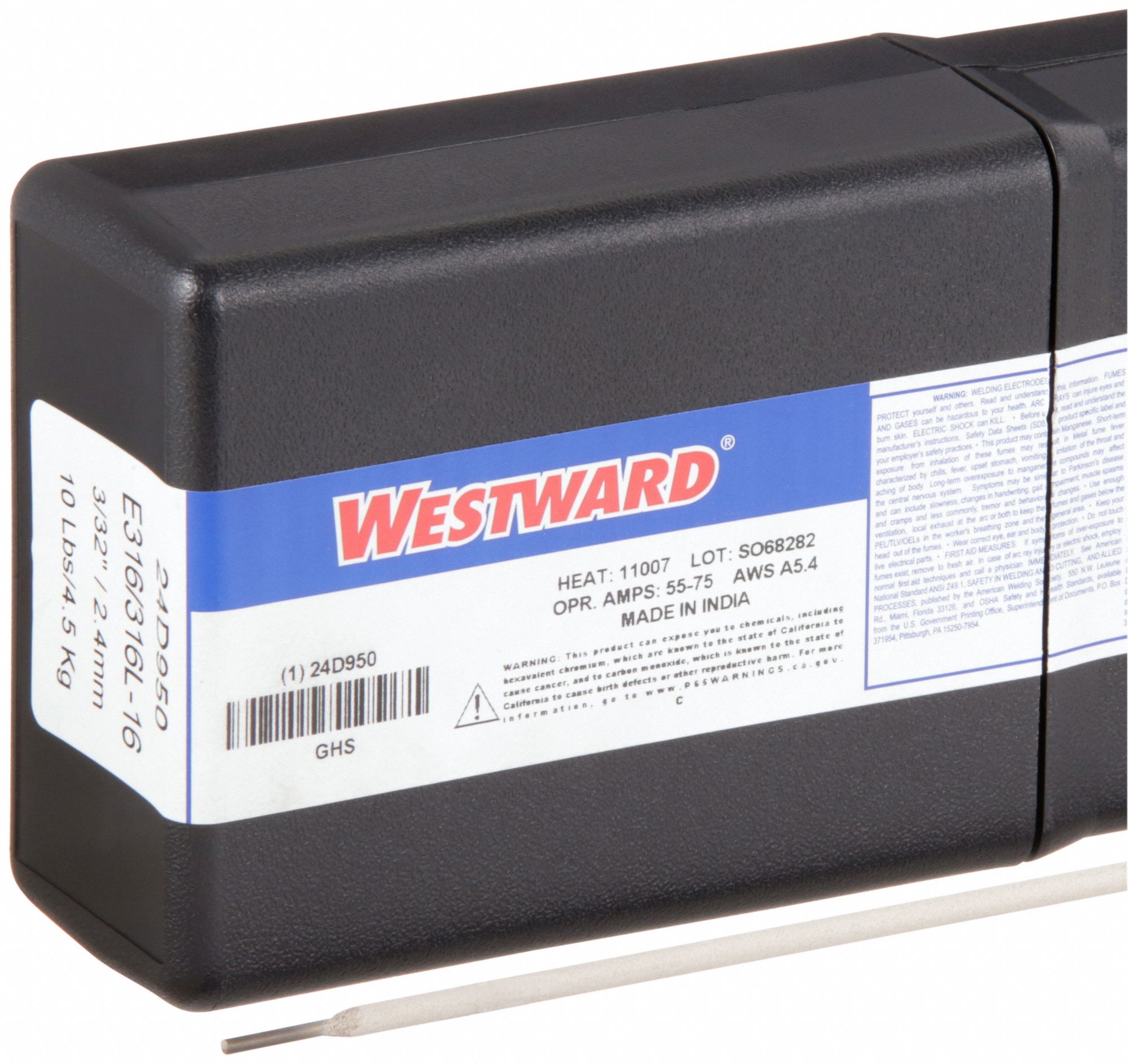 Stick Electrode: Stainless Steel, E316/316L-16, 3/32 in x 12 in, 10 lb