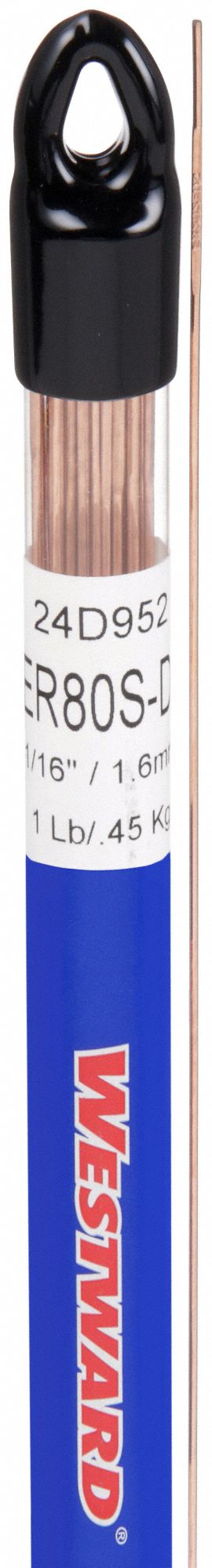 TIG Welding Rod: Low-Alloy Steel, ER80S-D2, 1/16 in x 36 in, 1 lb