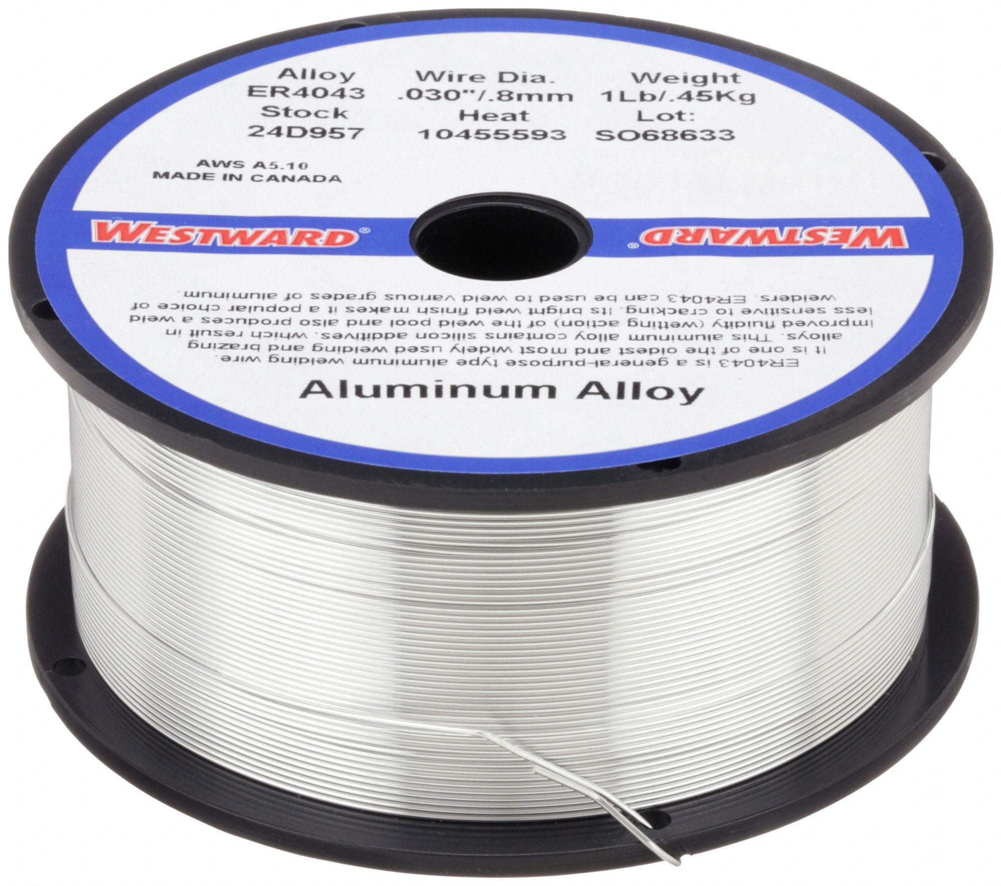 Mig Welding Wire, ER4043, 0.030, 1lb