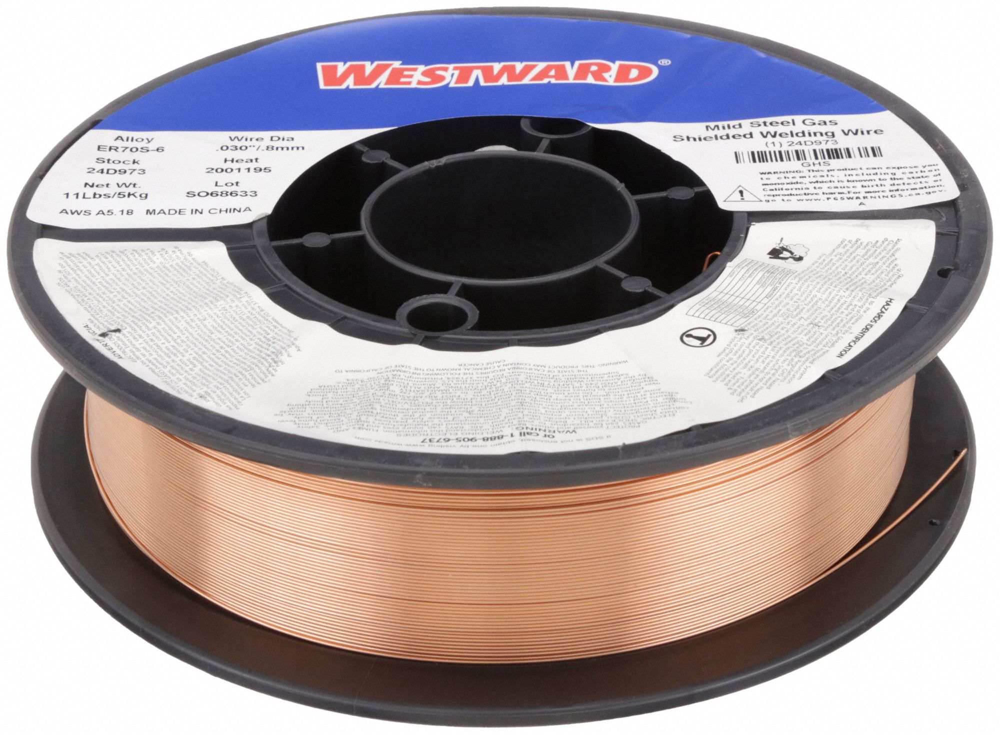 MIG Welding Wire: Carbon Steel, ER70S-6, 0.03 in, 11 lb, Plastic Spool