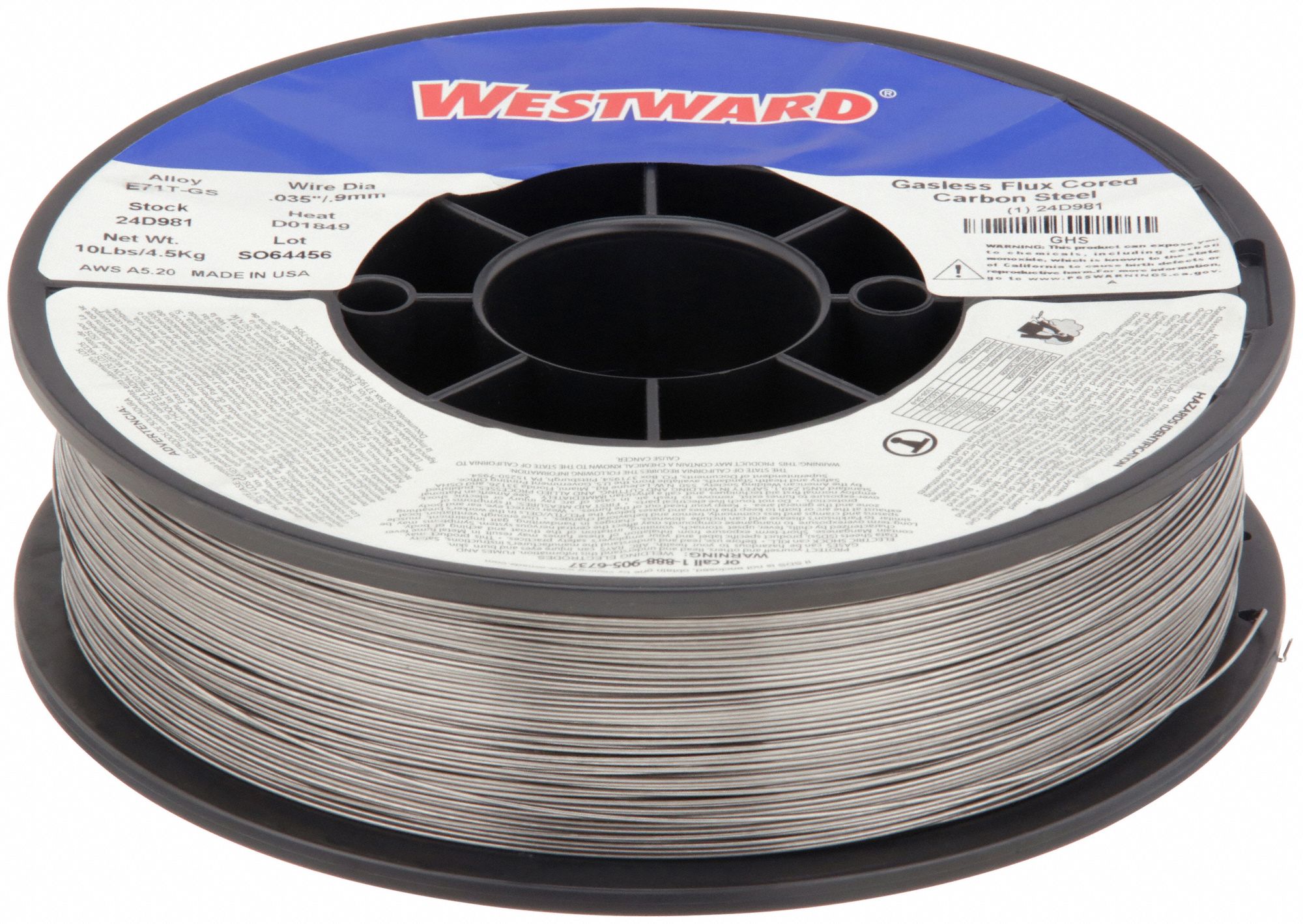 Flux-Cored Welding Wire: Carbon Steel, E71T-GS, 0.035 in, 10 lb