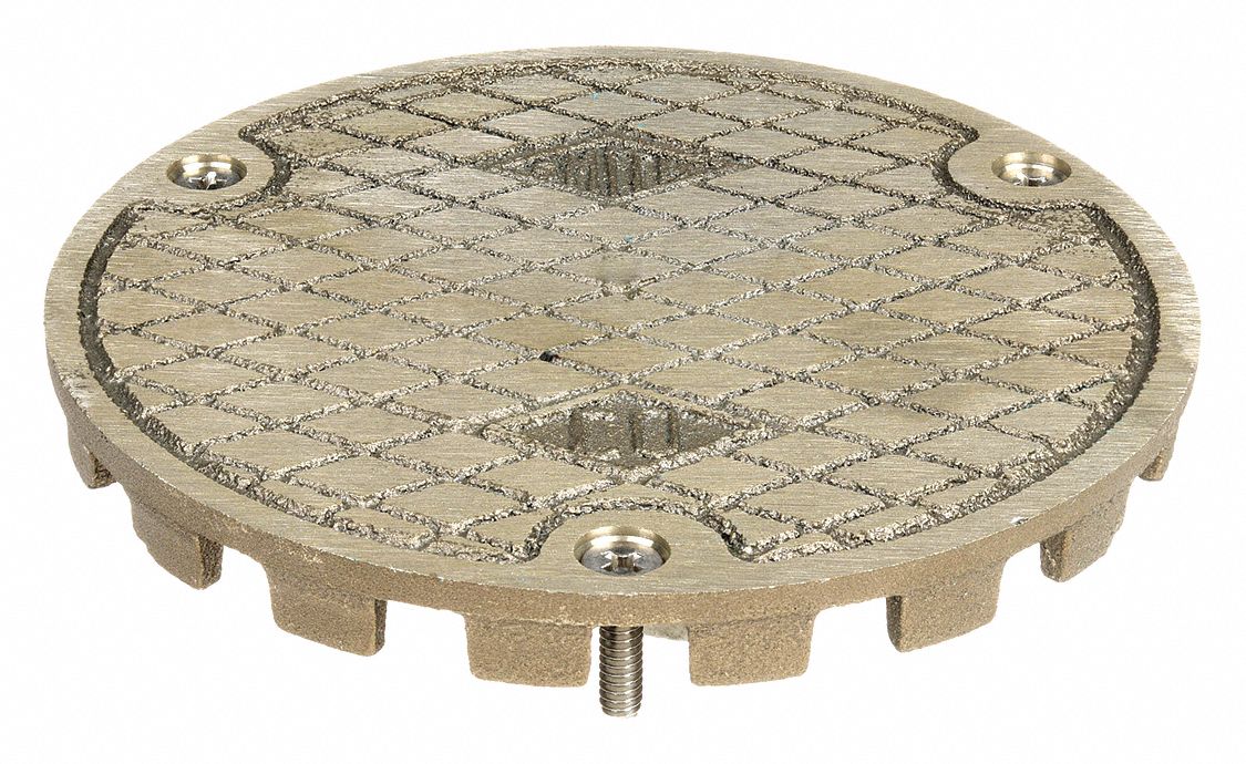 STRAINER: 5¾ IN OVERALL DIAMETER, 3¾ IN H, CAST IRON, NICKEL BRONZE