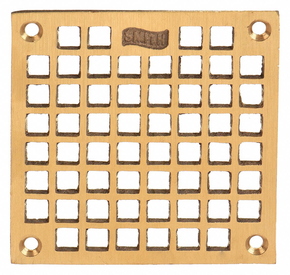 Grate: Square, Square Holes, 4 5/8 in Overall Wd, 4 5/8 in Overall Lg, Bronze