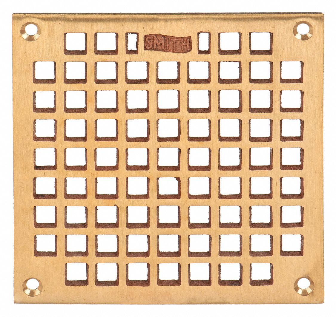 Grate: Square, Square Holes, 5 5/8 in Overall Wd, 5 5/8 in Overall Lg, Bronze