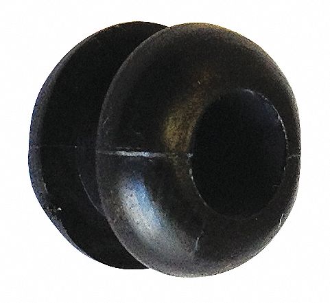 GROMMETS, BLACK, INSIDE DIA 5.6 MM, OUTSIDE DIA 11.1 MM, SLOT W 2.4 MM, RUBBER, PK 25