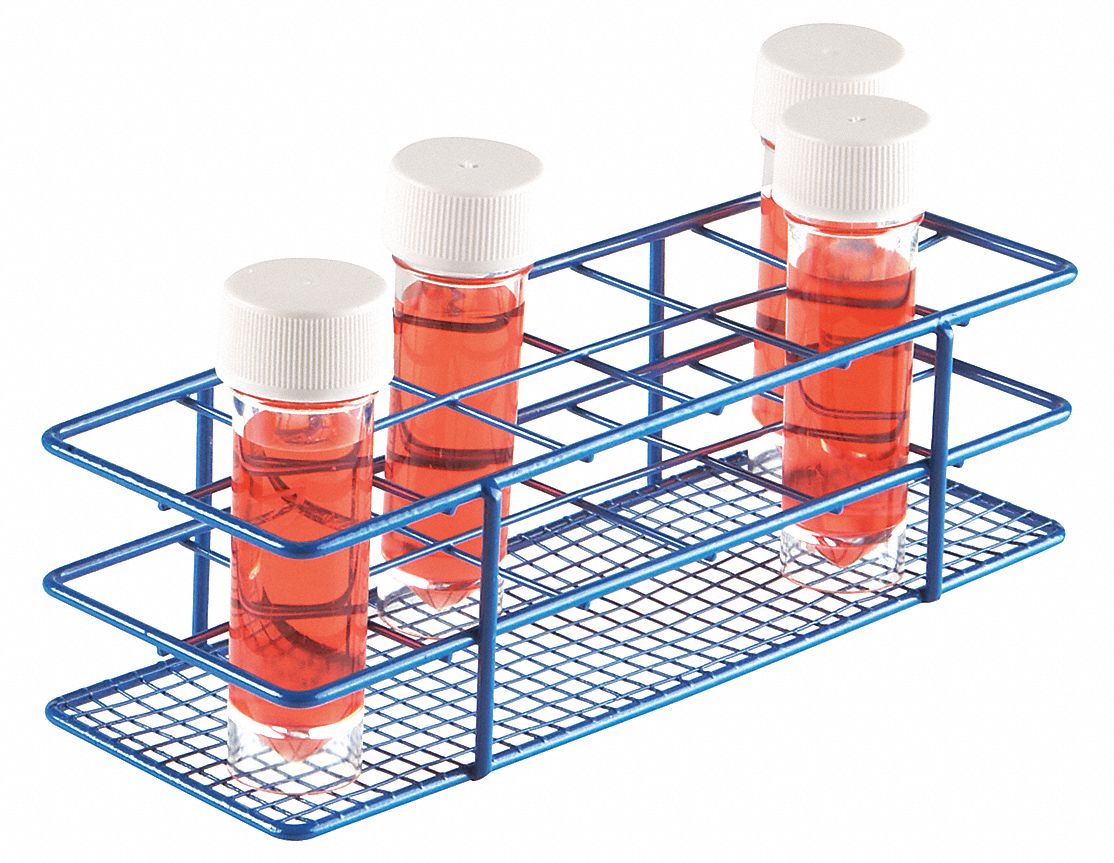 TEST TUBE RACK,EPOXY-COATED STEEL,BLUE