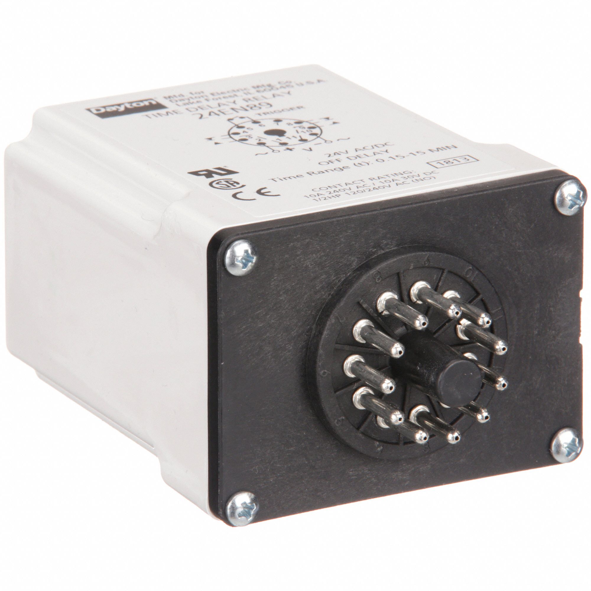 DAYTON Single Function Time Delay Relay: 11 Pins - Relay, Potentiometer ...