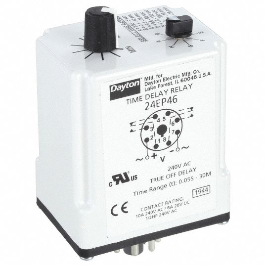 Digital Time Delay Relay, 24V DC/110-240V AC, 8-Pin on Delay Timer Relay