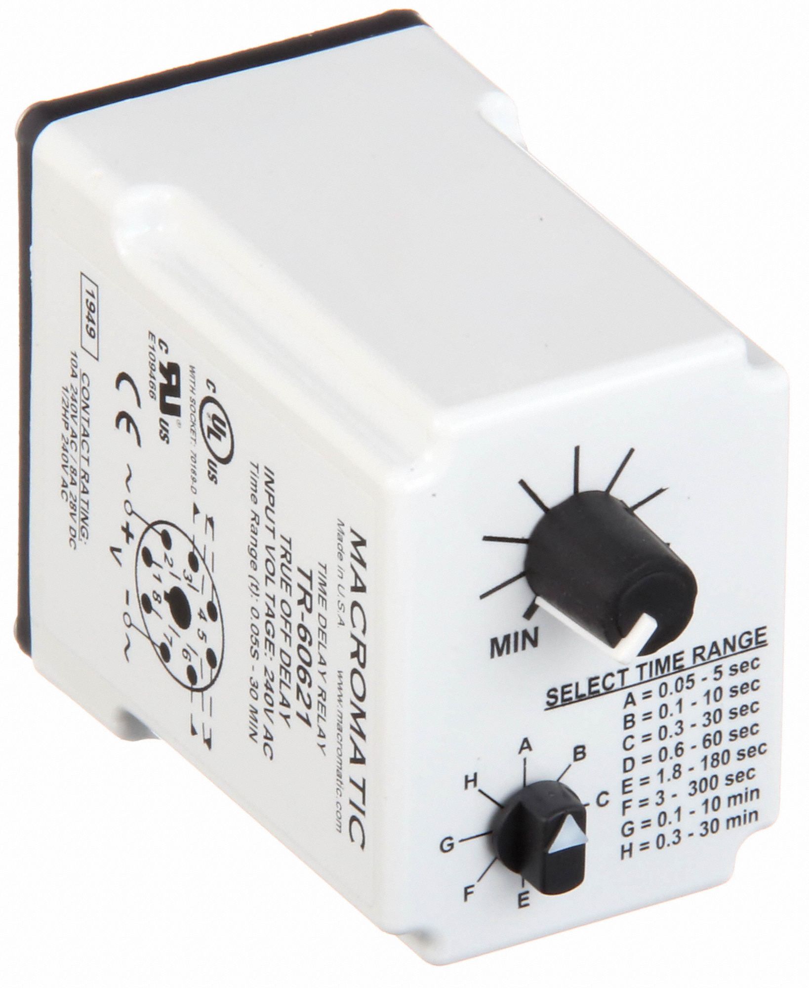 MACROMATIC Single Function Time Delay Relay: 8 Pins - Relay ...