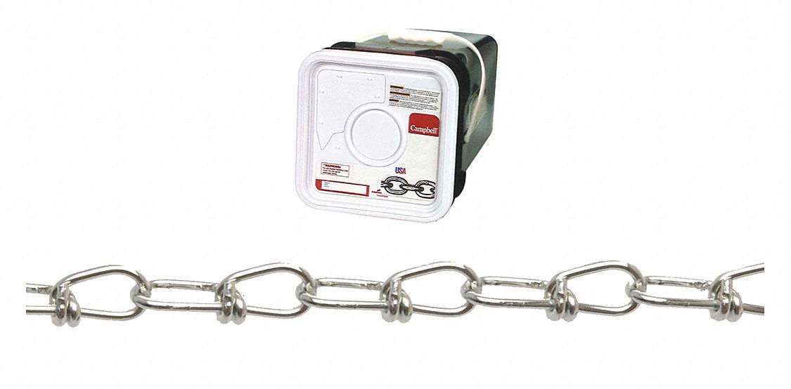 CAMPBELL, 2/0 Inco Double Loop Chain Zinc 275Ft 24F299T0752426N Grainger