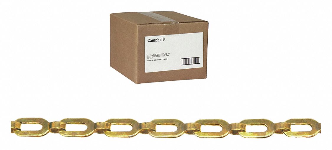 24F310 - 1/0 Brass Plumbers Chain Bright 100Ft Ct - Only Shipped in Quantities of 100