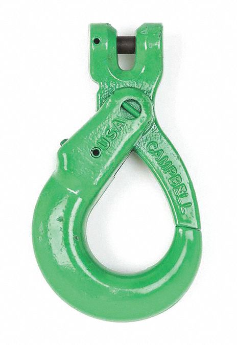 HOOK, GREEN, 4.312 IN W X 7.131 IN L, ALLOY STEEL, 8,800 LB LOAD LIMIT, PAINTED FINISH