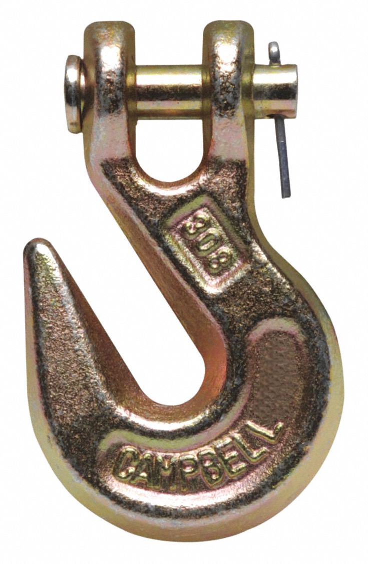 Campbell 9/32 & 5/16 Chain Diam, 100 Chain Grade Clevis Hook 5,700 Lb  Capacity, 23/64 ID, 23/64 Pin Diam, 1-11/64 Hook Throat 5746495PL -  54652839 - Penn Tool Co., Inc