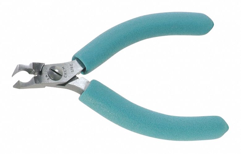DIAGONAL CUTTER, SEMIFLUSH, ANGLED, NARROW, ⅜ IN JAW L, ⅜ IN JAW W, 4⅜ IN OVERALL L
