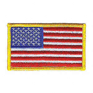 Embroidered Patch,U.S. Flag,Medium Gold