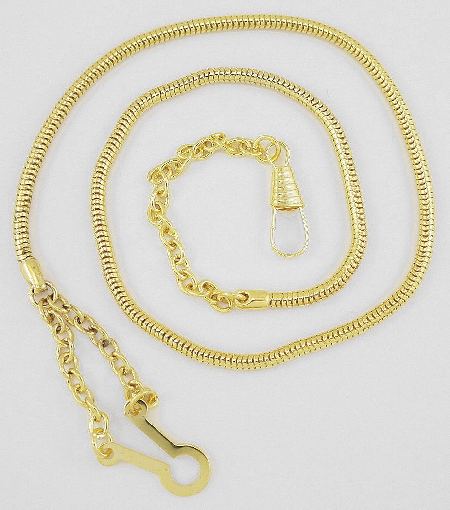 Metal Whistle Chain,  Gold,  Includes Button Style Hook