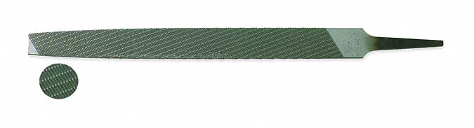 Machinists File: Rectangular, Second Cut, 12 in Lg without Tang, 1 3/16 in Wd, 15/64 in Thick