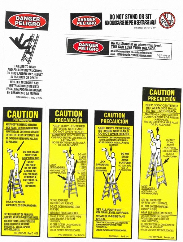 AL Stepladder Safety and Instructions Labels
