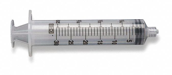 CALIBRATED SYRINGE, 30CC, LUER-SLIP CONNECTION, ASSEMBLED