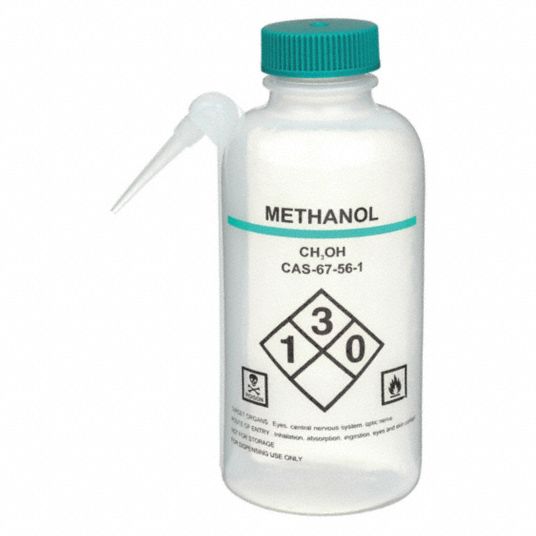 500 mL, Methanol, Wash Bottle - 24J884|24J884 - Grainger