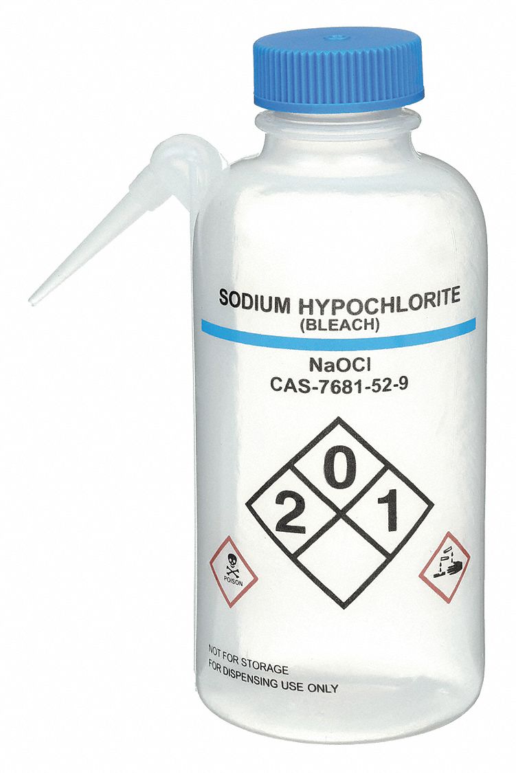 Wash Bottle: 16 fl oz Capacity - oz, 500 mL Capacity - mL, Specific Chemicals, Wide Mouth Size, Blue