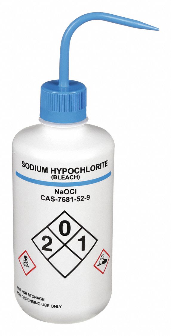 Wash Bottle: 32 fl oz Capacity - oz, 1 L Capacity - mL, Specific Chemicals, Narrow Mouth Size, White