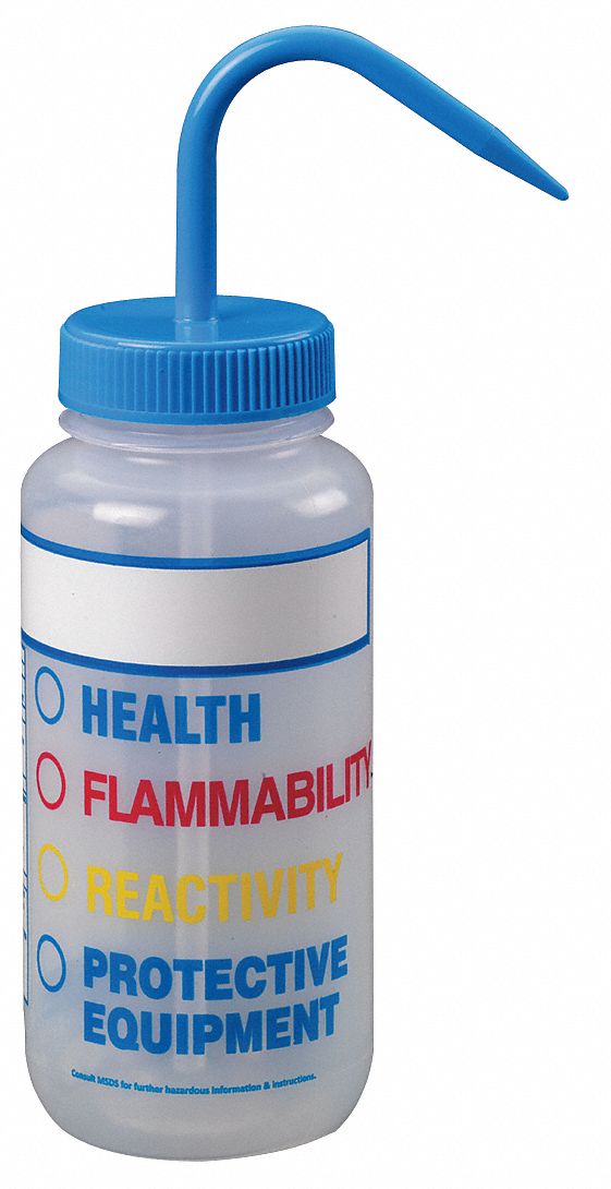 LAB SAFETY SUPPLY Wash Bottle 16 oz Labware Capacity English, LDPE