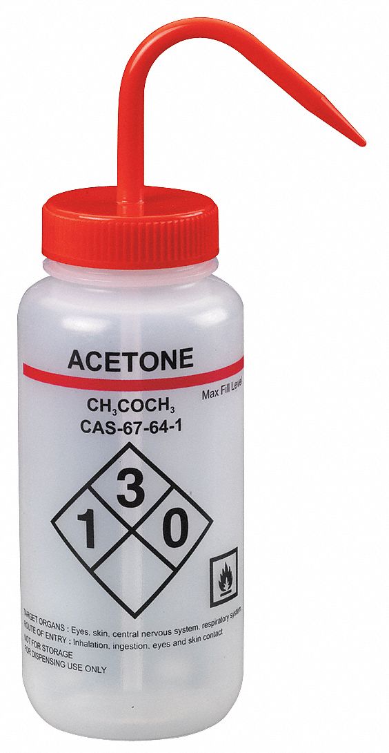 LAB SAFETY SUPPLY Standard Spout; Wash Bottle; Plastic; Vented Wide