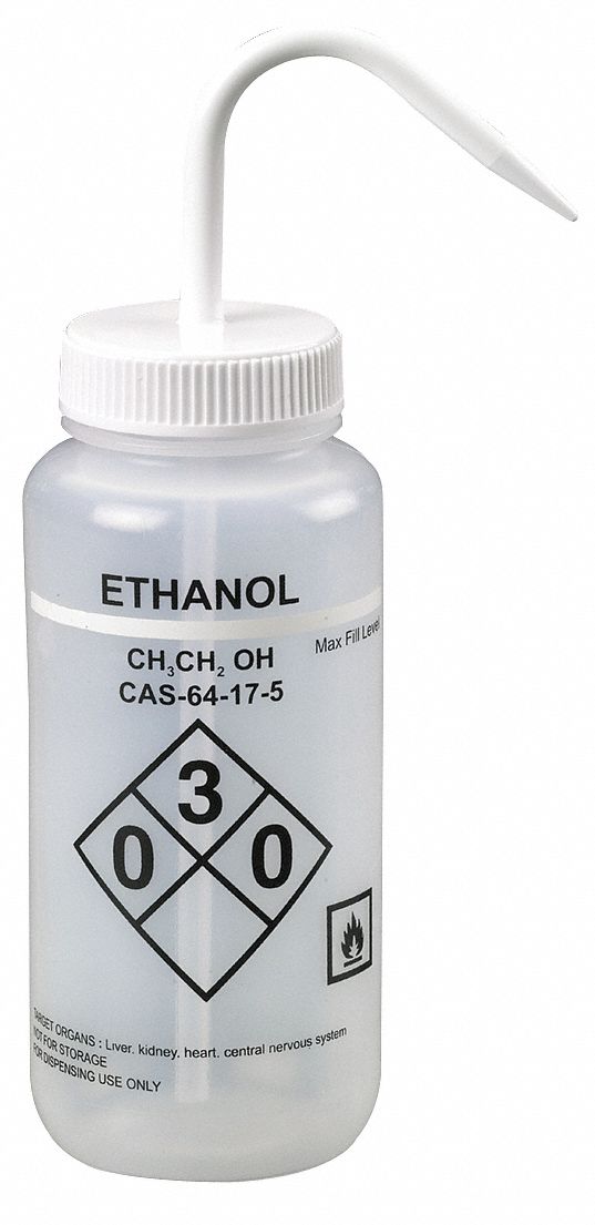 LAB SAFETY SUPPLY Wash Bottle 16 oz Labware Capacity English, LDPE