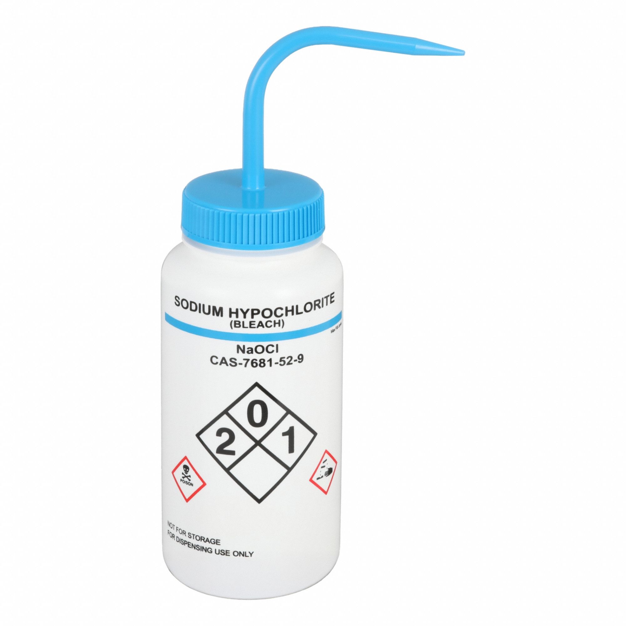 Wash Bottle: 16 fl oz Capacity - oz, 500 mL Capacity - mL, Specific Chemicals, Wide Mouth Size, Blue