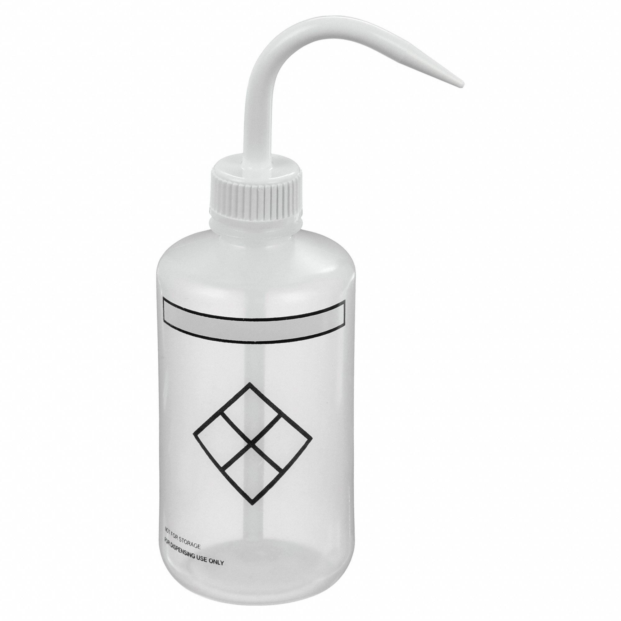 Wash Bottle: 8 fl oz Capacity - oz, 250 mL Capacity - mL, No Imprinting or Write On, Write-On, White